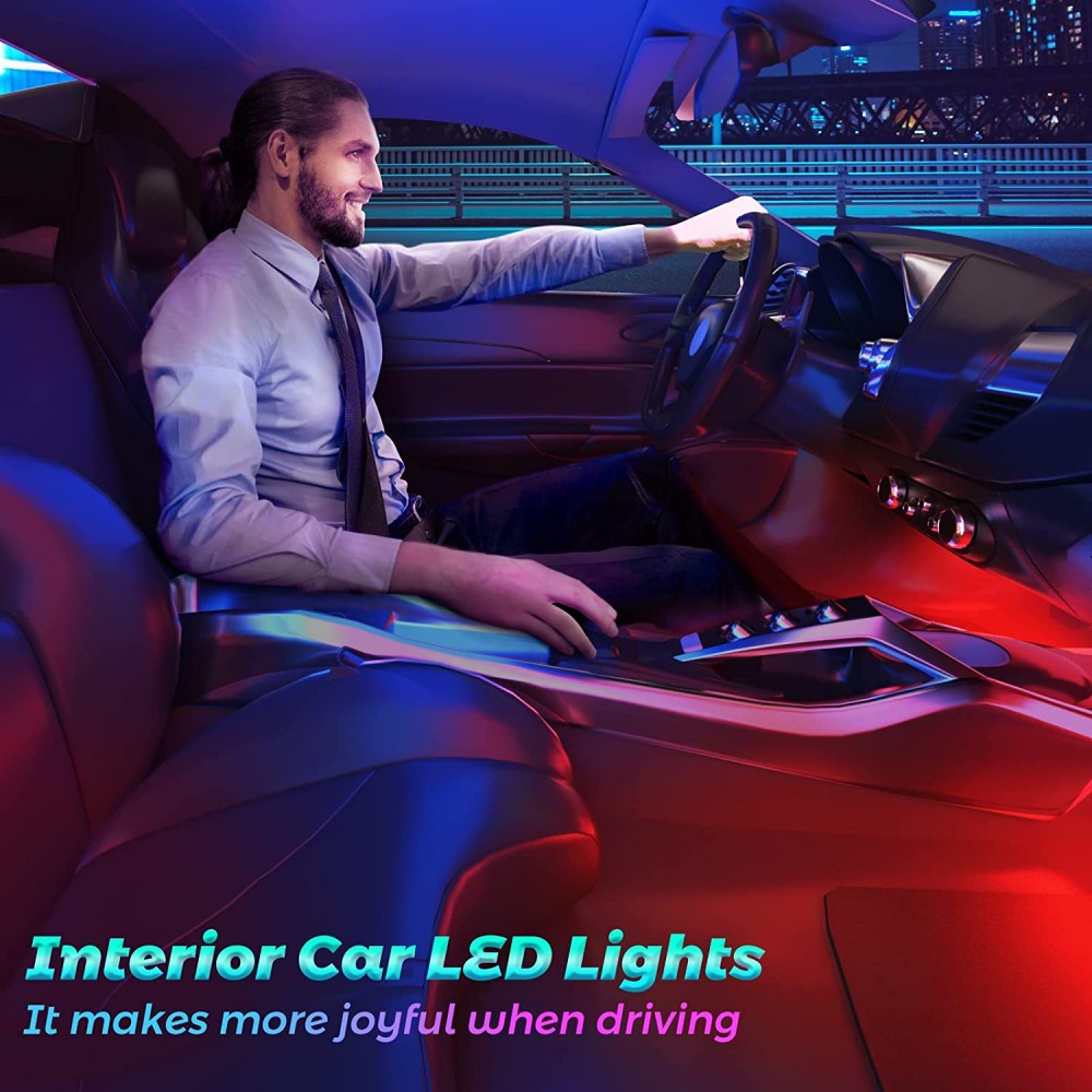 Car LED Interior Light Strips Lighting with USB Port Bluetooth